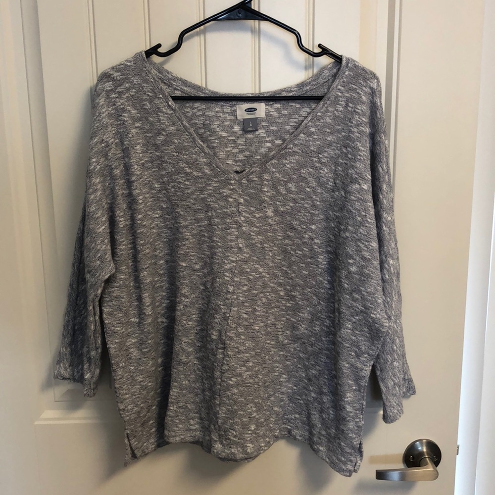 Heathered blue 3/4 sleeve sweater